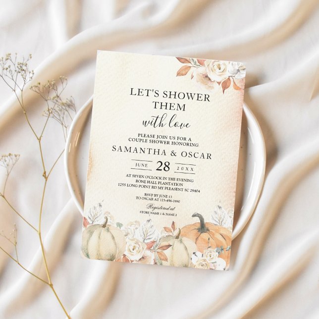 Rustic Autumn Pumpkins & Flowers  Invitation (Creator Uploaded)