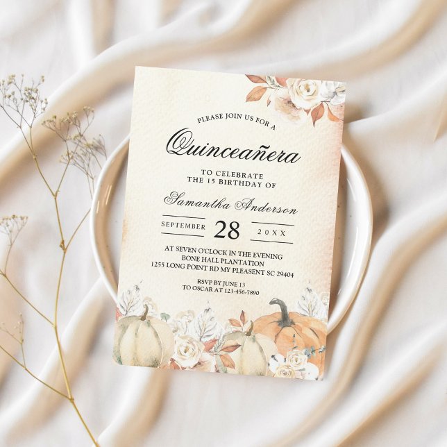 Rustic Autumn Pumpkins & Flowers  Invitation (Creator Uploaded)