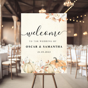 Rustic Autumn Pumpkins & Flowers Poster