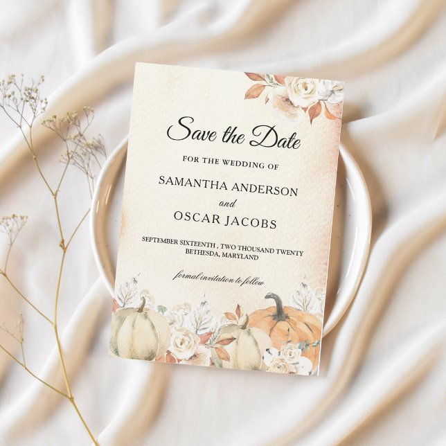 Rustic Autumn Pumpkins & Flowers  Save The Date (Creator Uploaded)