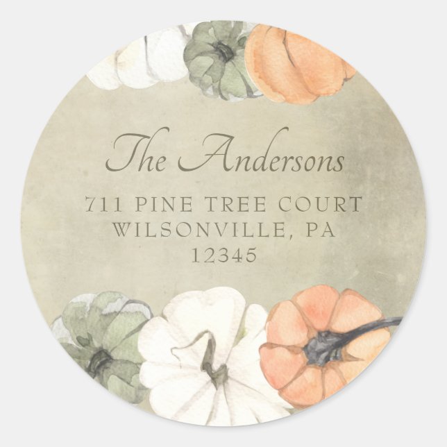 Rustic Autumn Pumpkins Return Address Labels (Front)