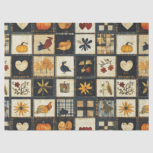 Rustic Autumn Quilt Pattern   Farmhouse Patchwork Tissue Paper