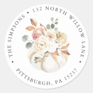 Rustic Autumn Return Address Classic Round Sticker