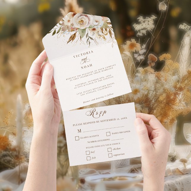 Rustic Autumn Rose Botanical All In One Invitation (Creator Uploaded)