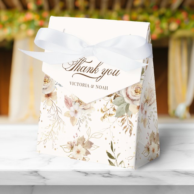 Rustic Autumn Roses Botanical Script Favour Box (Creator Uploaded)