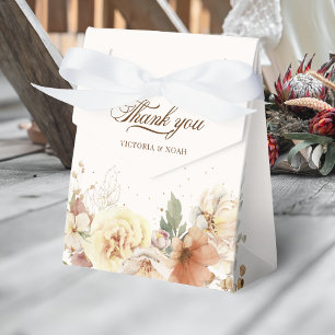 Rustic Autumn Roses Botanical Script Favour Box