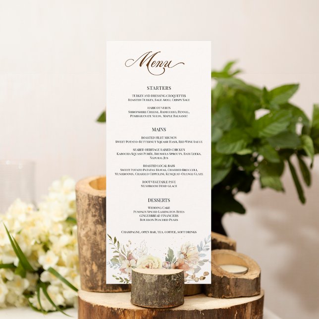 Rustic Autumn Roses Botanical Script Menu (Creator Uploaded)