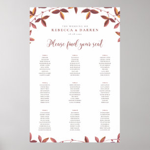 Rustic Autumn Seating Chart Fall Leaves