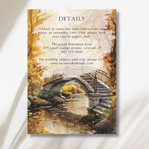 Rustic Autumn Stone Bridge River Wedding Details Enclosure Card