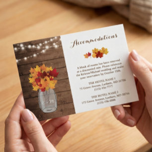 Rustic Autumn String Lights Wedding Accommodations Enclosure Card