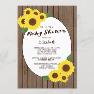 Rustic Autumn Sunflower Baby Shower Invitations