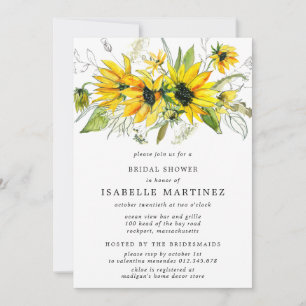 Rustic Autumn Sunflower Bridal Shower Invitation