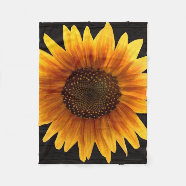 Rustic Autumn Sunflower Fleece Blanket (Front)