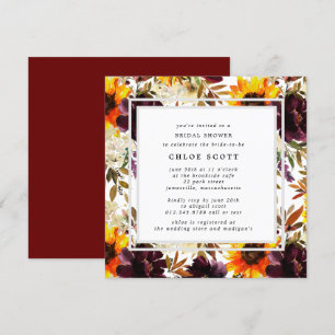 Rustic Autumn Sunflower Floral Bridal Shower Invitation