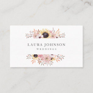 Rustic Autumn Sunflower Floral Business Cards
