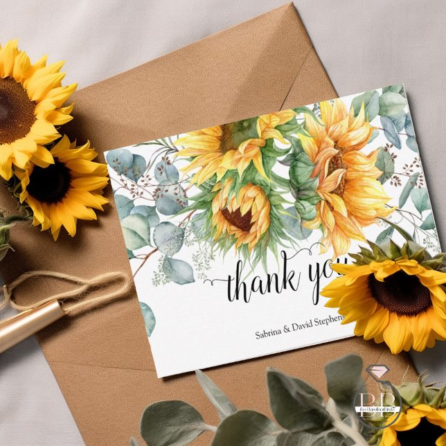 Rustic Autumn Sunflower Thank You Card (Creator Uploaded)