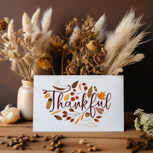 Rustic Autumn "Thankful" Fall Foliage Holiday Invitation (Creator Uploaded)