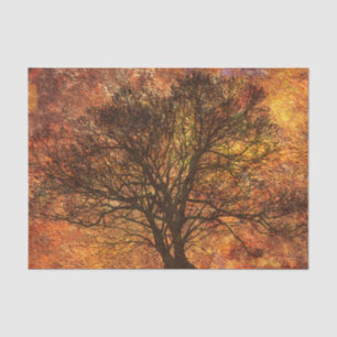 Rustic Autumn Tree Decoupage Background Tissue Paper
