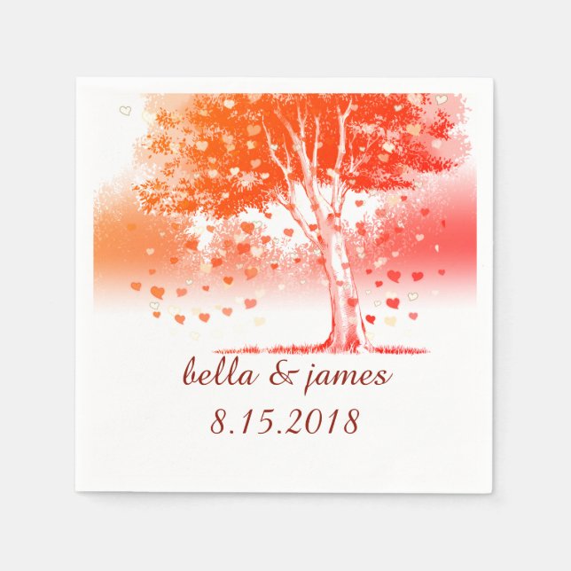 Rustic Autumn Tree Fall Wedding Paper Napkins (Front)