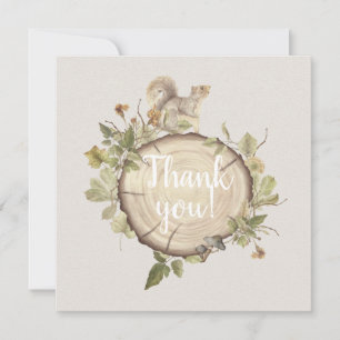 Rustic Autumn Tree Wood Slice Thank You Card