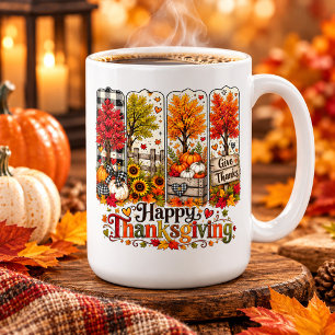 Rustic Autumn Trees & Pumpkin Thanksgiving Coffee Mug