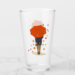 Rustic Autumn Umbrella Girl Glass