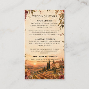 Rustic Autumn Vineyard Wedding Enclosure Card