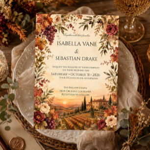 Rustic Autumn Vineyard Wedding Invitation