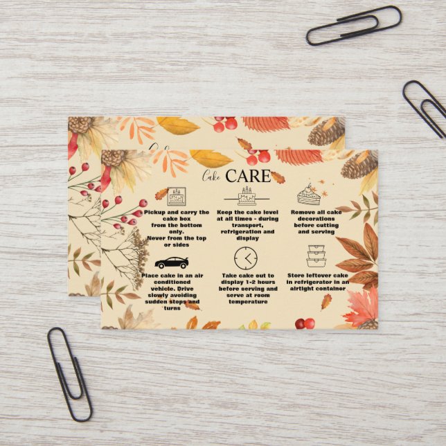 Rustic Autumn Watercolor Floral  Business Card (Front/Back In Situ)