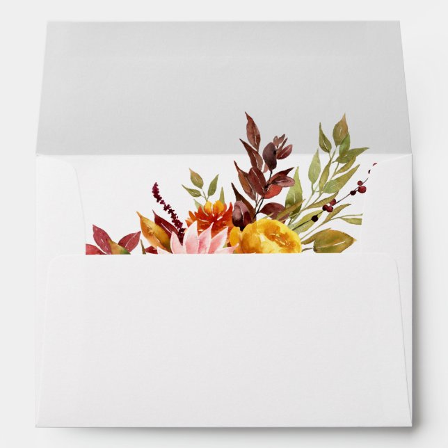 Rustic Autumn Watercolor Floral Foliage Envelope (Back (Bottom))