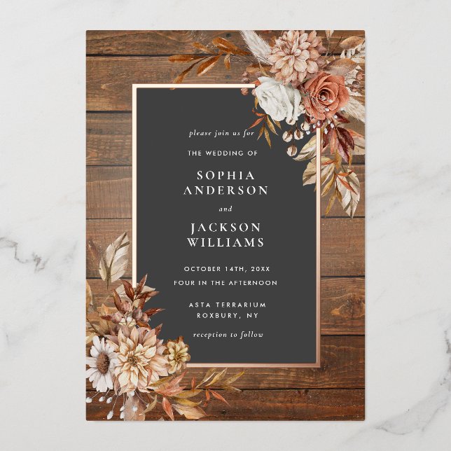 Rustic Autumn Watercolor Floral Wedding (Front)