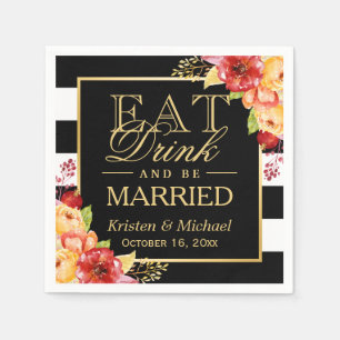 Rustic Autumn Wedding EAT Drink and Be Married Napkin
