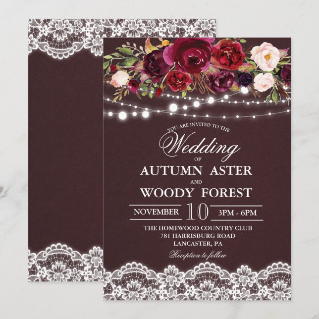 Rustic Autumn Wedding Invitation (Front/Back)