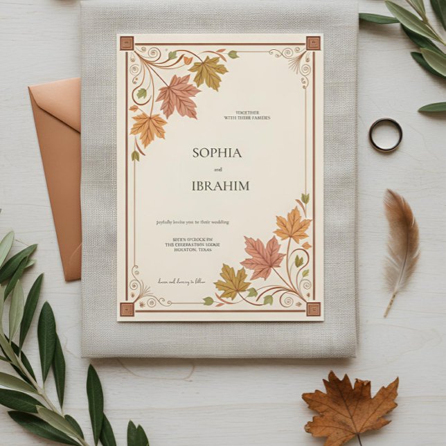 Rustic Autumn Wedding Invitation Template (Creator Uploaded)