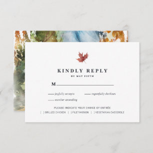 Rustic Autumn Wedding RSVP   Watercolor Fall Enclosure Card