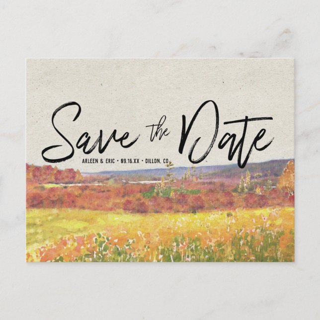 Rustic Autumn Wedding | Save the Date Postcard (Front)