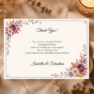 Rustic Autumn Wedding Thank You Card