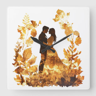 Rustic Autumn Wedding Wall Clock