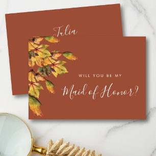 Rustic Autumn Wedding Will You Be My Maid of Honou Invitation