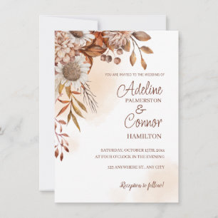 Rustic Autumn Wedding with Floral Design Invitation