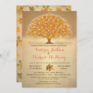 Rustic Autumn Wedding with twinkle lights Invitation