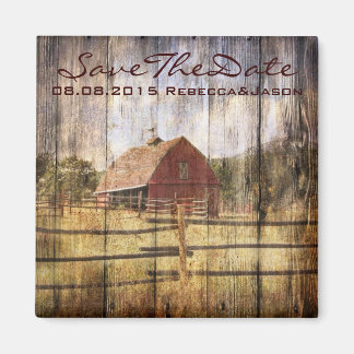 rustic autumn western country red barn wedding magnet