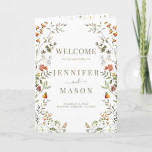 Rustic Autumn Wildflower Floral Wedding foldable Programme