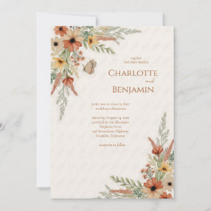 Rustic Autumn Wildflower Wedding Invitation