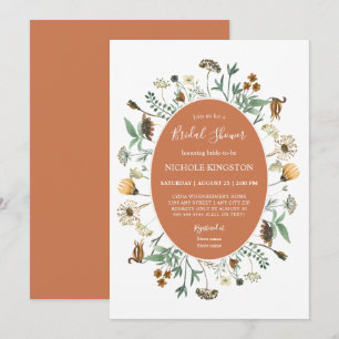 Rustic Autumn Wildflowers Bridal Shower Invitation
