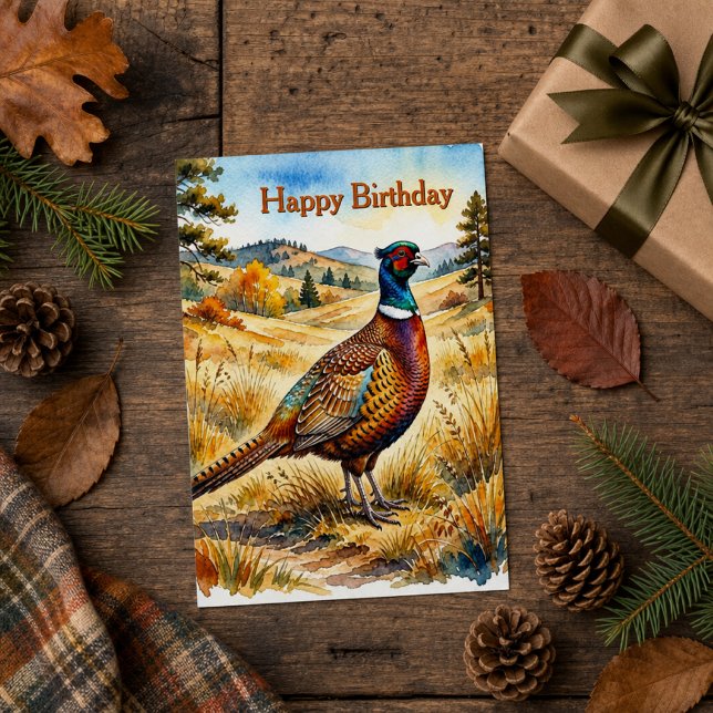Rustic Autumn Wildlife Pheasant Birthday Card (Creator Uploaded)