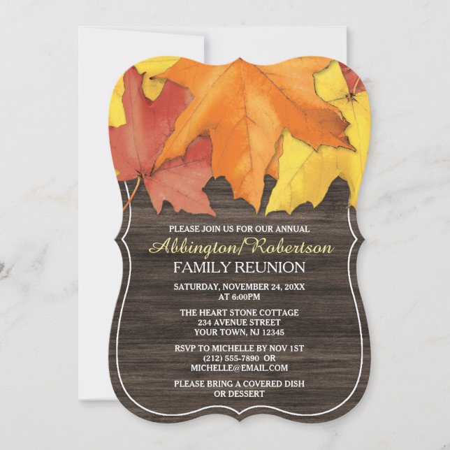 Rustic Autumn Wood Family Reunion Invitations (Front)