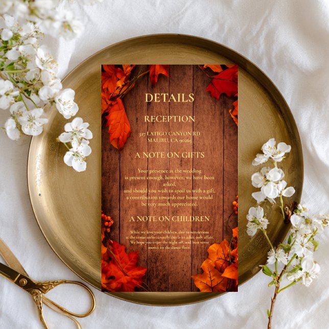 Rustic Autumn Wood Leaves Enclosure Card (Creator Uploaded)