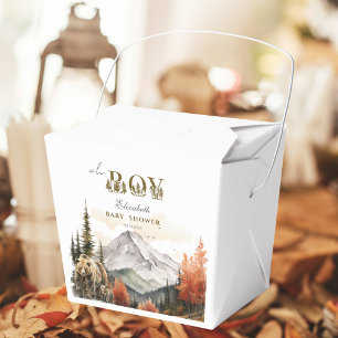 Rustic Autumn Woodland Bear Mountain Baby Shower Favour Box