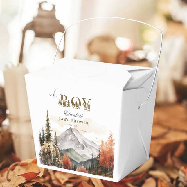 Rustic Autumn Woodland Bear Mountain Baby Shower Favour Box (Creator Uploaded)